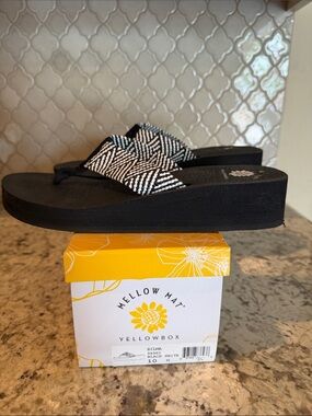 Yellow Box Black and White Platform Sandals